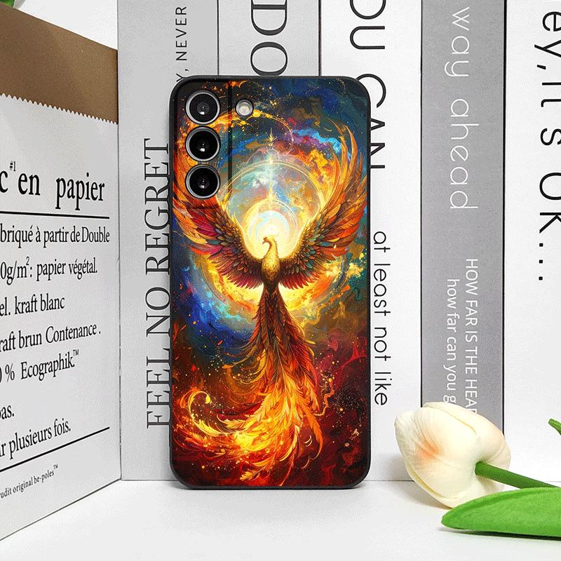Luxury Phoenix Fire Feather Pattern Phone Case for Samsung Galaxy A56 A14 A55 A16 A54 A36 A53 A52 A51 A50 A15 A22 5G Soft Cover