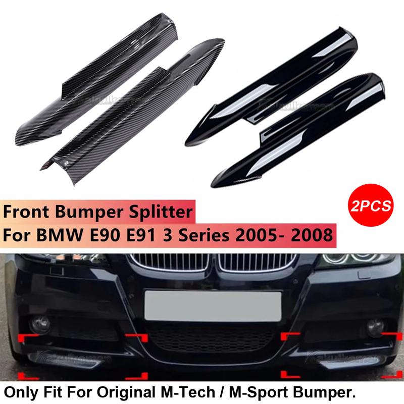 For BMW 3 Series E90 E91 M-Tech 320i 330i 2005-2008 Front Bumper Splitter Lip 1Pair Car Front Bumper Spoiler Kit Fog Lamp Cover