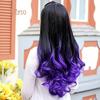 Tenfyer Women Big Wave Long Curly Wavy Gradient Color Ombre Three-forth Full Hair Wig
