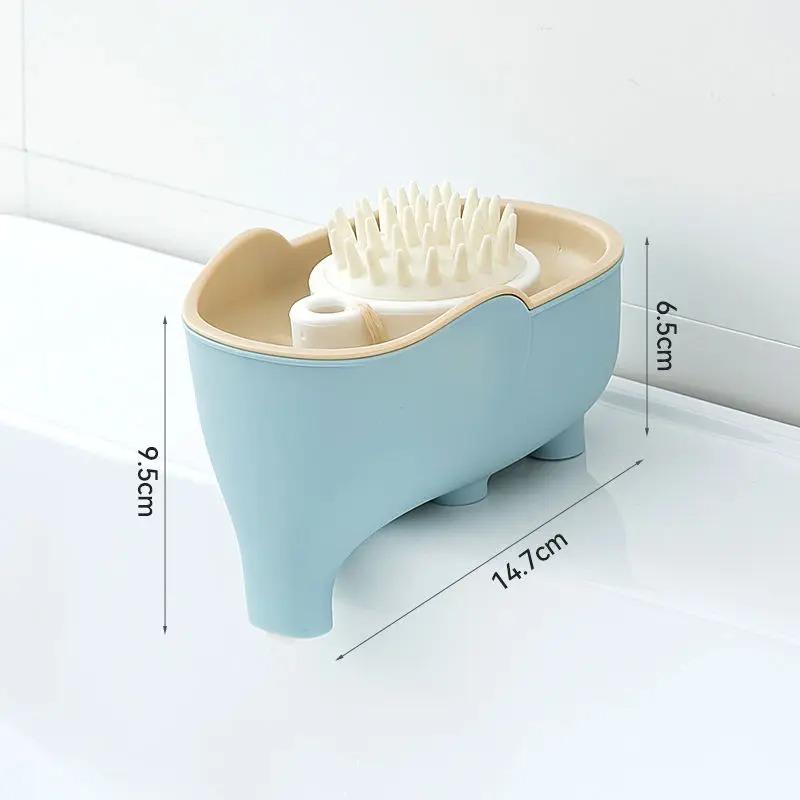 Soap Box NEW Double Layer Creative Cute Elephant Bathroom Accessories Home Decorative Children Students Waterproof Drain Rack