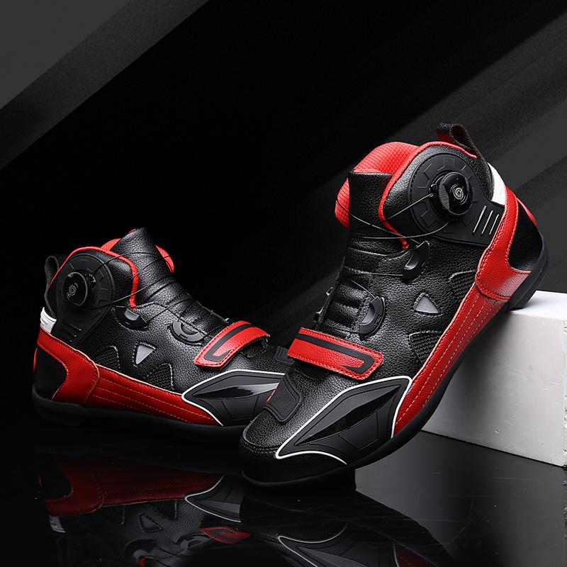 Hochwertige Unisex-High-Top-Motorradstiefel mit drehbarem Knopf, Motorrad-Reiten, Rennen, Offroad-Stiefel
