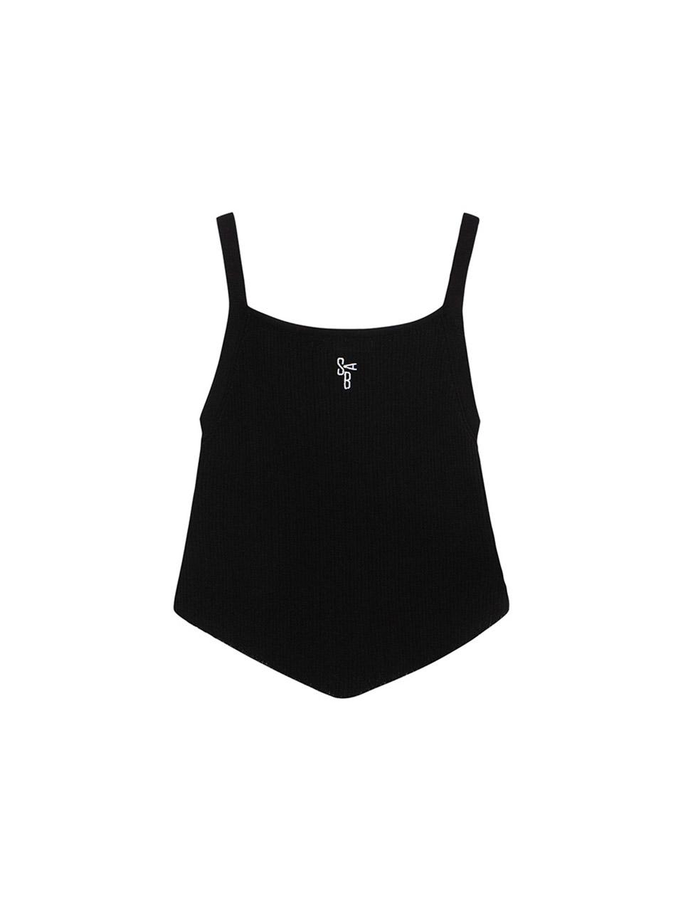 Salad Basket Pointed Hem Strap Top - Black