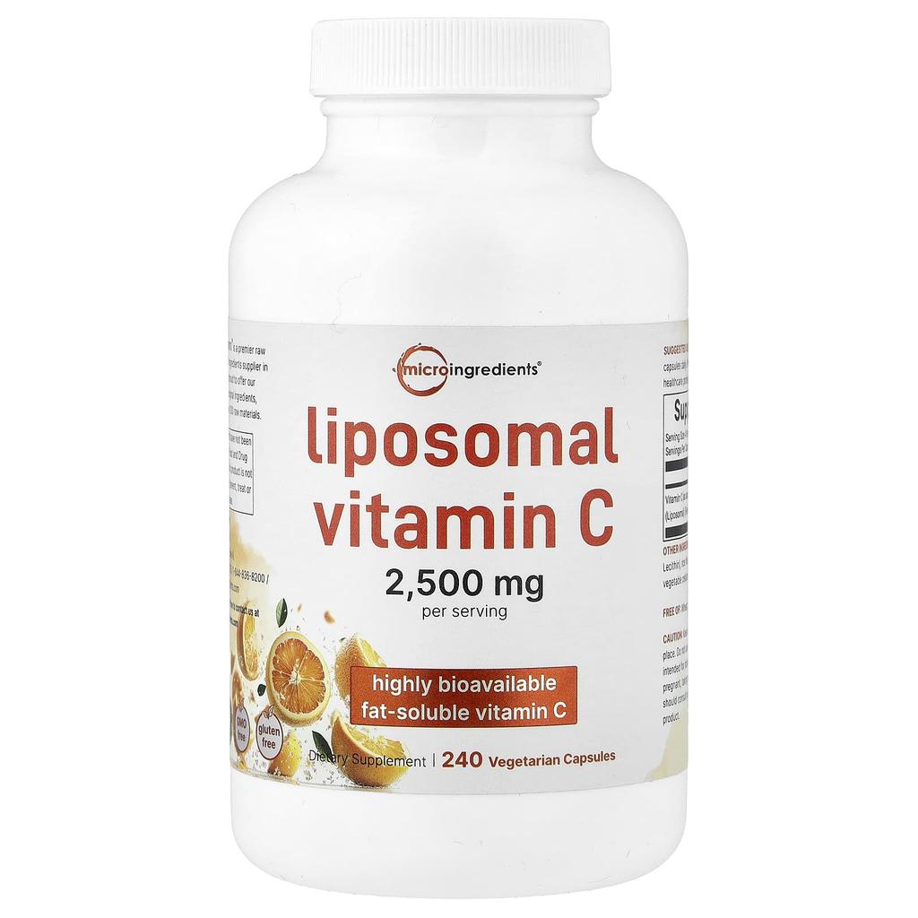 Micro Ingredients Liposomal Vitamin C, 240 Veggie Capsules (625mg Per Capsule)