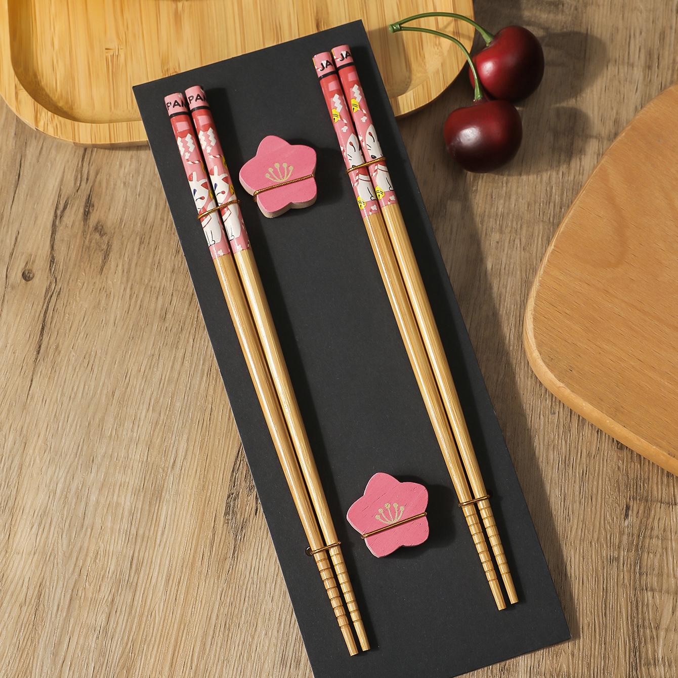 

Китайские японские палочки для еды деревянная посуда суши палочки для еды набор милый узор ресторан бытовые удобные палочки для еды поднос держатель для палочек Pink cat