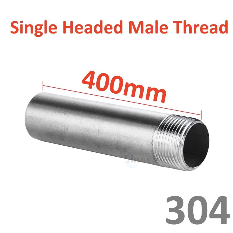 50/200mm Length 1/8" 1/4" 3/8" 1/2" 3/4" 1" -2" single-head Male Threaded Pipe Fittings Stainless Steel SS304 Connector Adapter