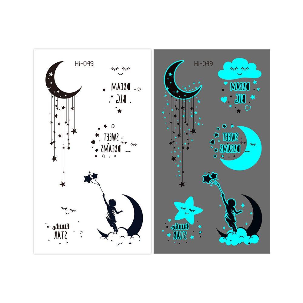Fluorescent Star Feather Temporary Tattoos Blue Luminous Fake Tattoo Tattoo Sticker Body Art