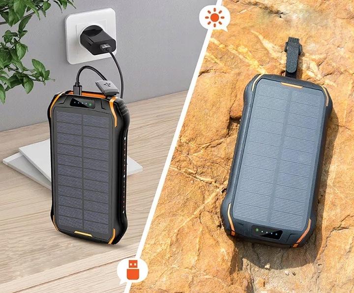 Powerbank 26800Mah Panel Solarny 26W Szybkie Ładowanie Indukcyjne Pancerny