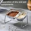 Stainless Steel Pet High Footed Bowl Anti Slip 2 Grids Elevated Pet Feeder Bowl Anti Vomiting Detachable Cat Food Water Bowl
