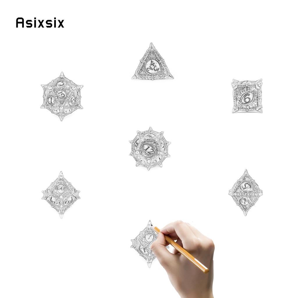7 Pcs Yellow Eyes Metal Dice Solid Metal Polyhedral Dice Set Suitable for Role-Playing RPG  Board Game Dice Role-Playing RPG