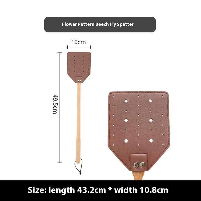 

Мухобойка из цельного дерева с удлиненной деревянной ручкой, бытовая мухобойка от комаров, утолщенная и прочная кожаная мухобойка коричневый