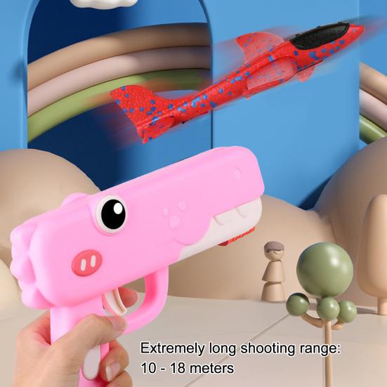 Bombs Dinosaur Airplane Launcher Toy Set Soft Foam Glider Plane with Catapult