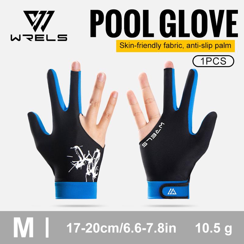 WRELS Three Finger Billiards Glove Breathable Sweat-Wicking Anti-Slip Adjustable Billiard Glove Elastic Billiard Training Gloves