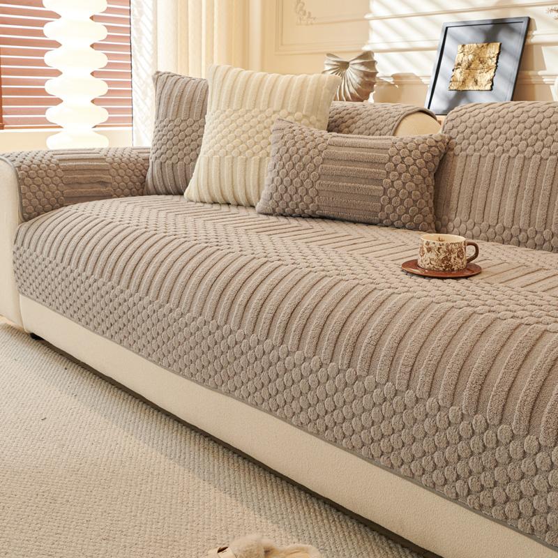 

Velvet Living Room Sofa Cover Non-slip Home Decoration Dust Cover French Jacquard Plush Back Cushion Cover Cloth 70x150cm світло-сірого кольору