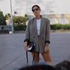 Vintage Long Sleeve Pockets  Women Fashion Double Breasted Loose Fitting Blazer Coat Chic Veste Plus Size