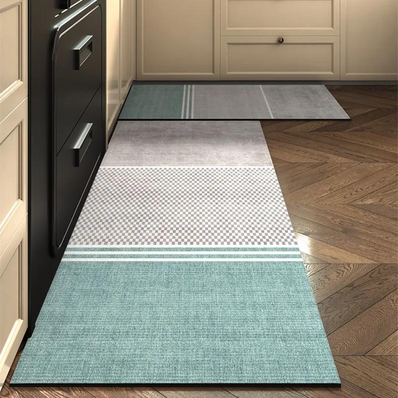 Kitchen Floor Mat Non-slip Oil-proof Waterproof Carpet PVC Leather Dirt-resistant Wipeable Foot Mats Household Long Size Rug