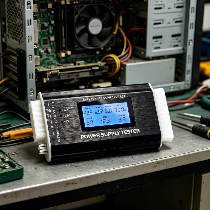 Computer PC Power Supply Tester Connector Power Supply Tester LCD Screen Diagnostic Tester Aluminum Enclosure