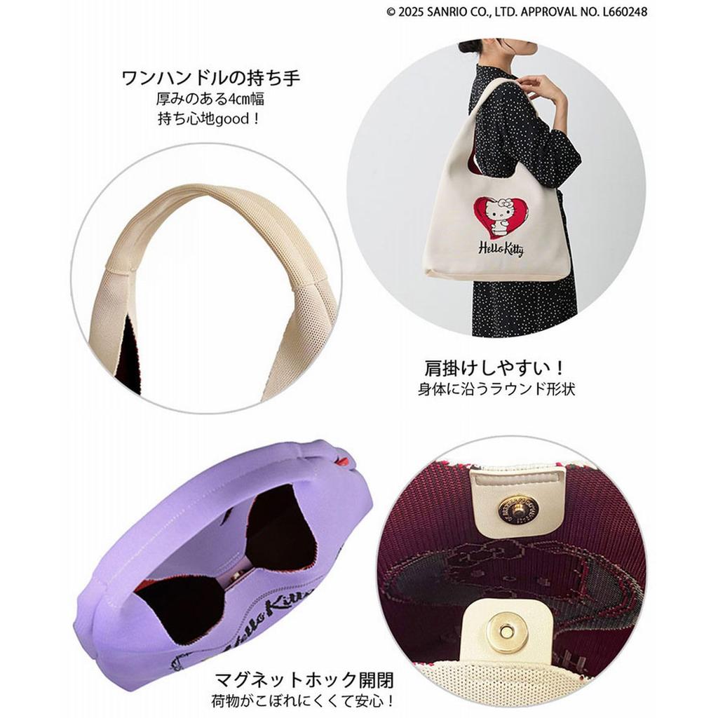 Torba Tote dla Sanrio Tote Kitty 8489 [Rootote] Kobiety, Torba z jednym uchwytem, IP.Round.Knit.Hello (01 Kość słoniowa)