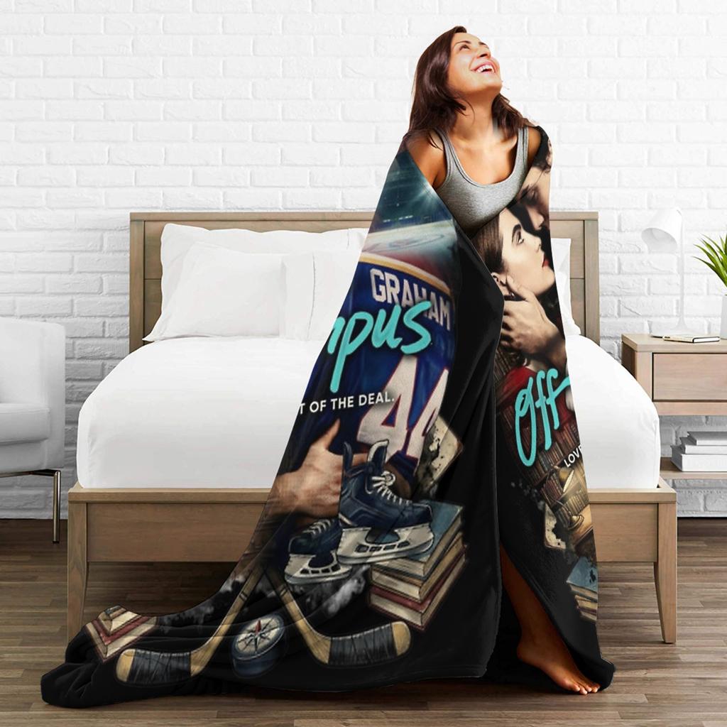 Off Campus  Hockey Romance Grahams  Flannel Throw Blankets  Blankets for Home Bedroom Ultra-Soft Bedroom Quilt,