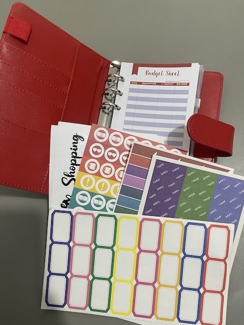 PU Leather Ring Binder Notebook Loose-leaf Magnetic Style with Cash Envelopes Budget Money Savings Organizer