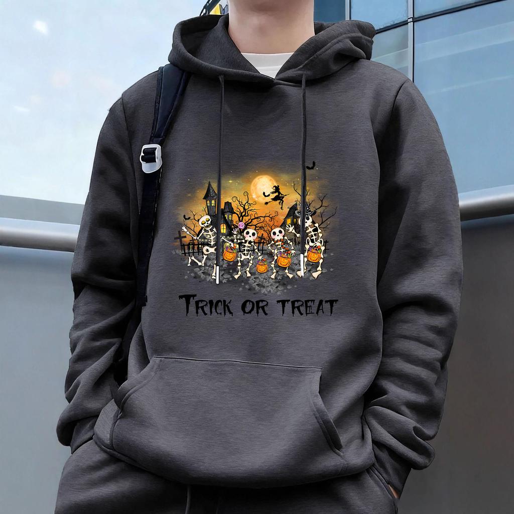 "Halloween"Men's Casual Hoodies Fleece Hip Hop 250g/m² Solid Pullover Sweatshirt Men Sportswear Clothing Sweatshirt Men's Clothing