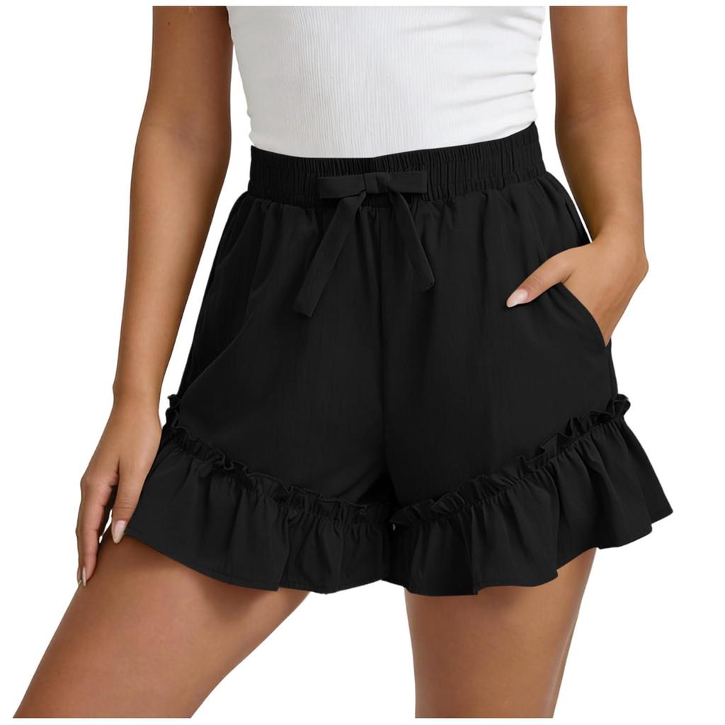 Women's Color Cotton And Linen Casual Waist Shorts With Pockets And Shorts
