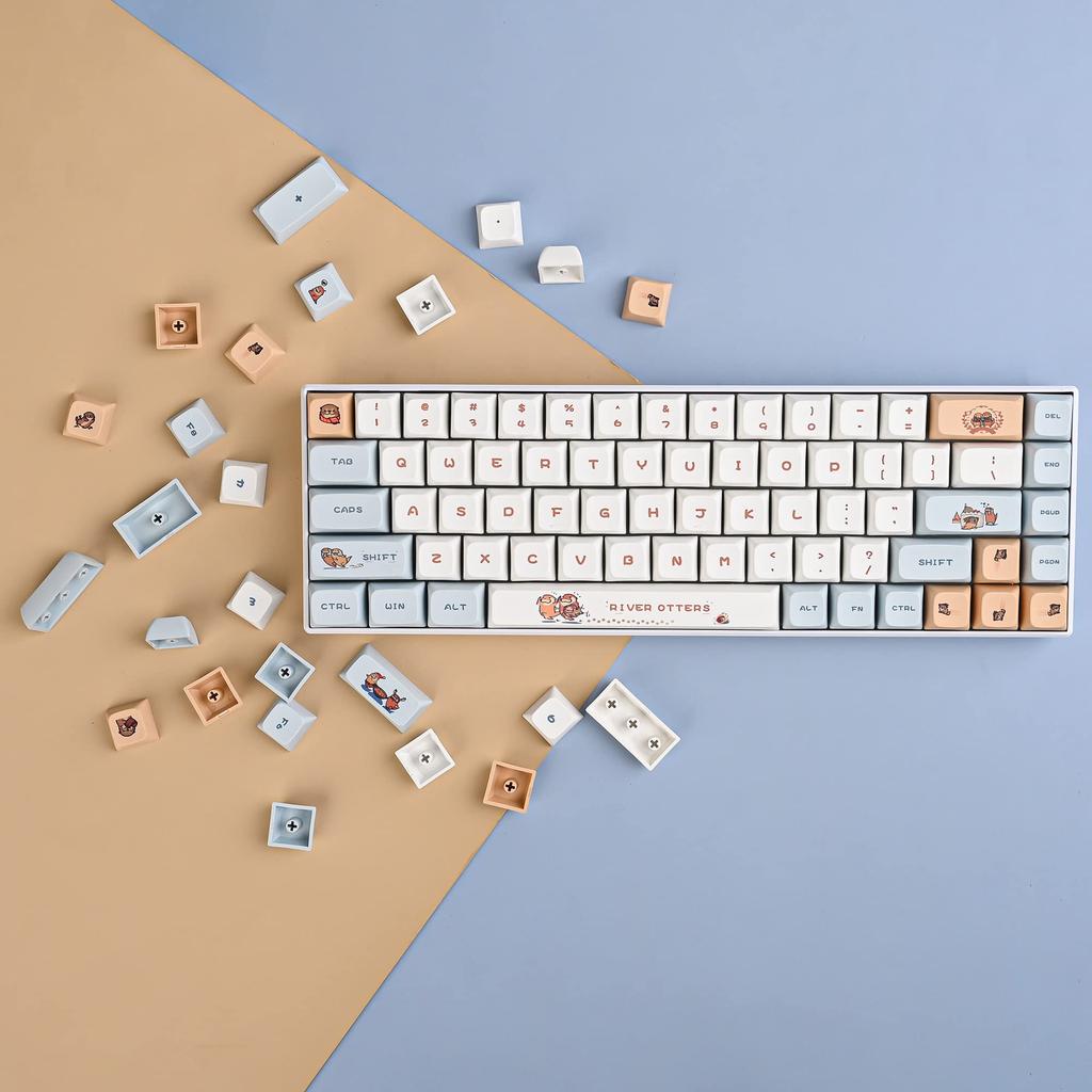 127 Key PBT Dye Sublimation Printing Keycap Set XDA Profile Custom Keycaps Cute Design US Layout Cherry Gateron MX Switches Compatible with Mechanical