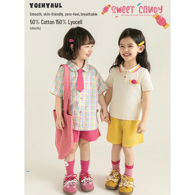 Little Girls' Summer Candy Color Polo Top & Shorts Set