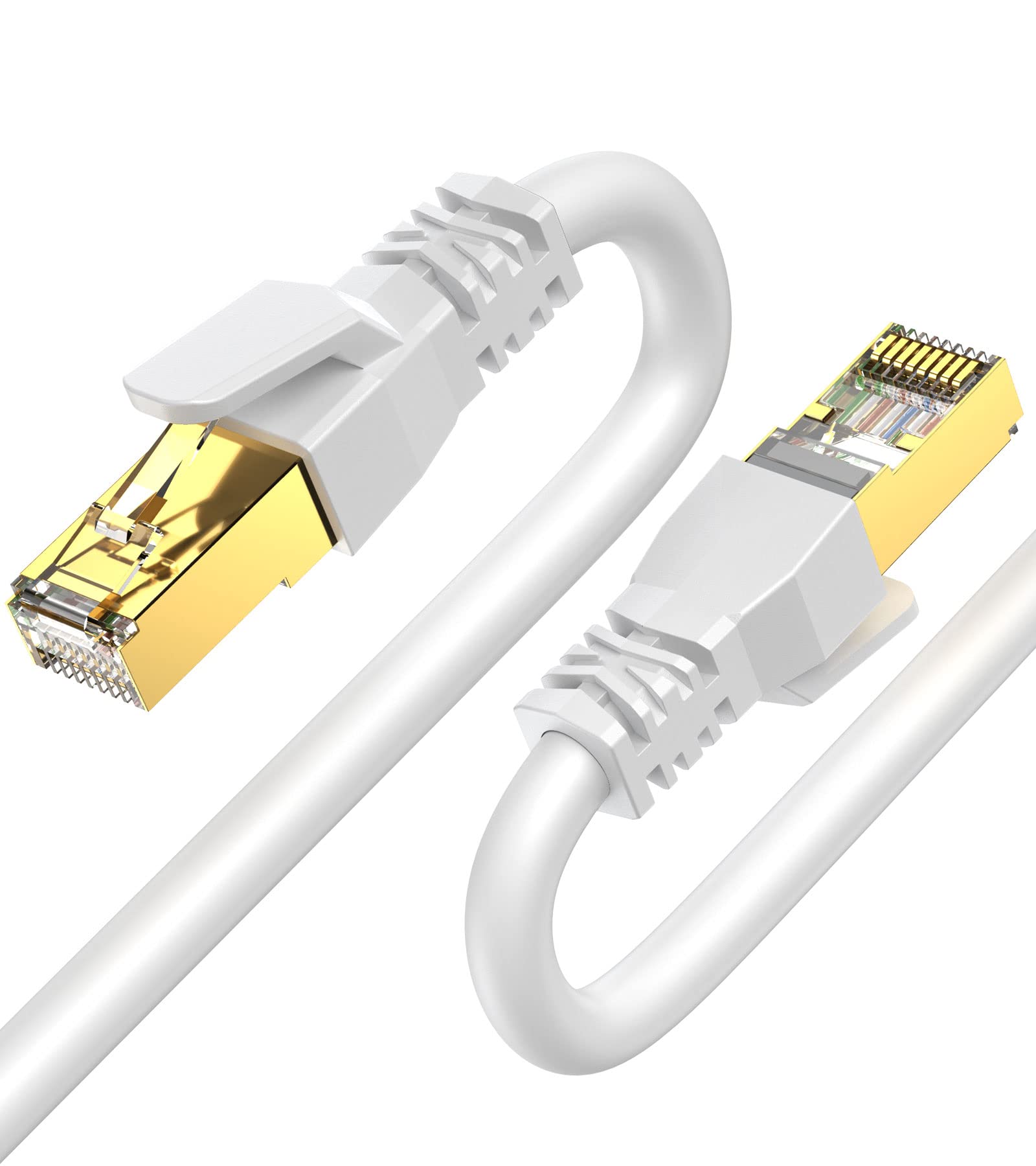 

LAN Кабель CAT8 Ультрависокошвидкісний RJ45 Категорія 8 Сумісний Кабель Ethernet Захист від зламу нігтя STP Екранований Модем Роутер Сумісний з PS3 PS4 Xbox білий