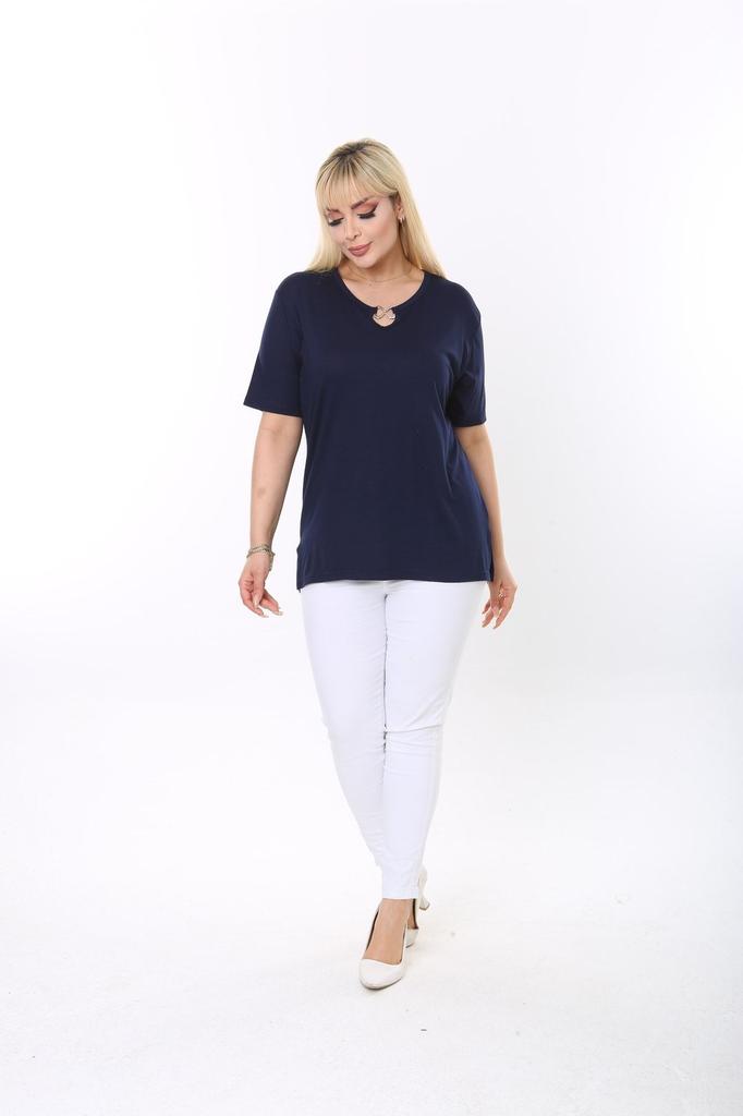 Women's Big Size Blouse Plus Size Collar Accessory Detailed Blouse