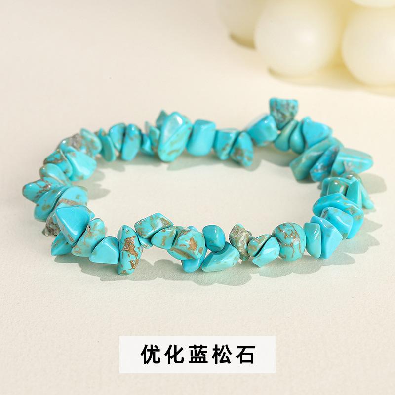 Natural Crystal Agate, Colorful Crushed Stone, Elastic Bracelet, Irregular, European and American Jewelry