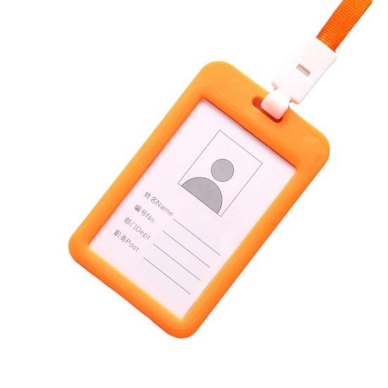 Portable Double Sided Transparent Employee ID Card Holder Name Tags with Lanyard