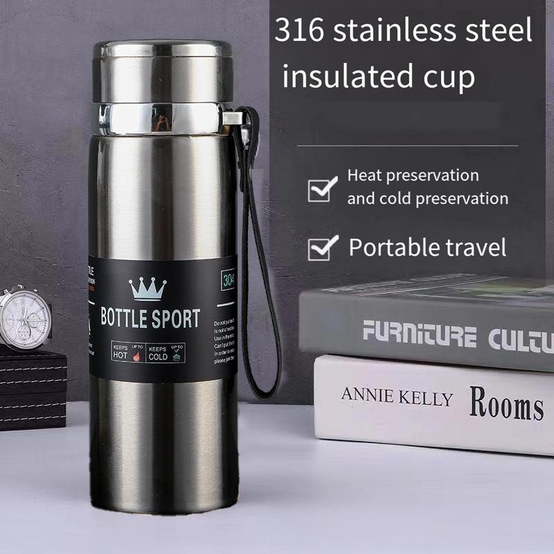 

Термос-кружка из нержавеющей стали 316 для мужчин и женщин, портативная чашка для воды, удобная термокружка для разделения чая серебряный