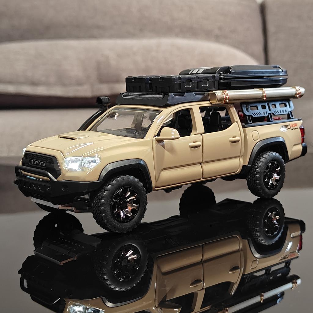 1:32 Scale Toyota Tacoma TRO Off Road Pickup Truck Alloy Diecast Travel Version Model Sound & Light Mini GT Ornament Collection