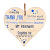 Wooden Heart Plaque Teacher Gift Heart Shape Hanging Decoration Thank You Gift for Teachers Nursery Preschool Childminder