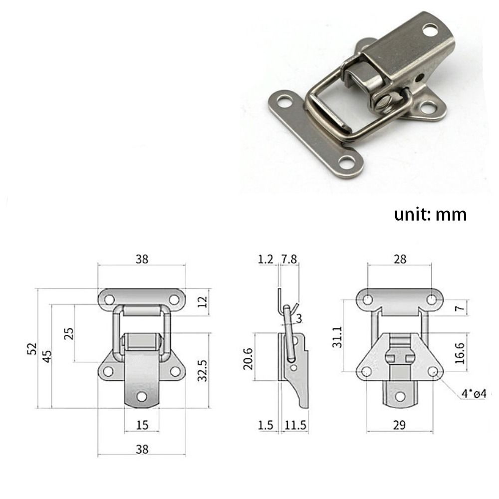 4pcs/set Useful Silver Stainless Steel Buckle Butterfly Shape Convenient Trunk Latch Catches Toolbox Toggle Latch Clamp Hardware