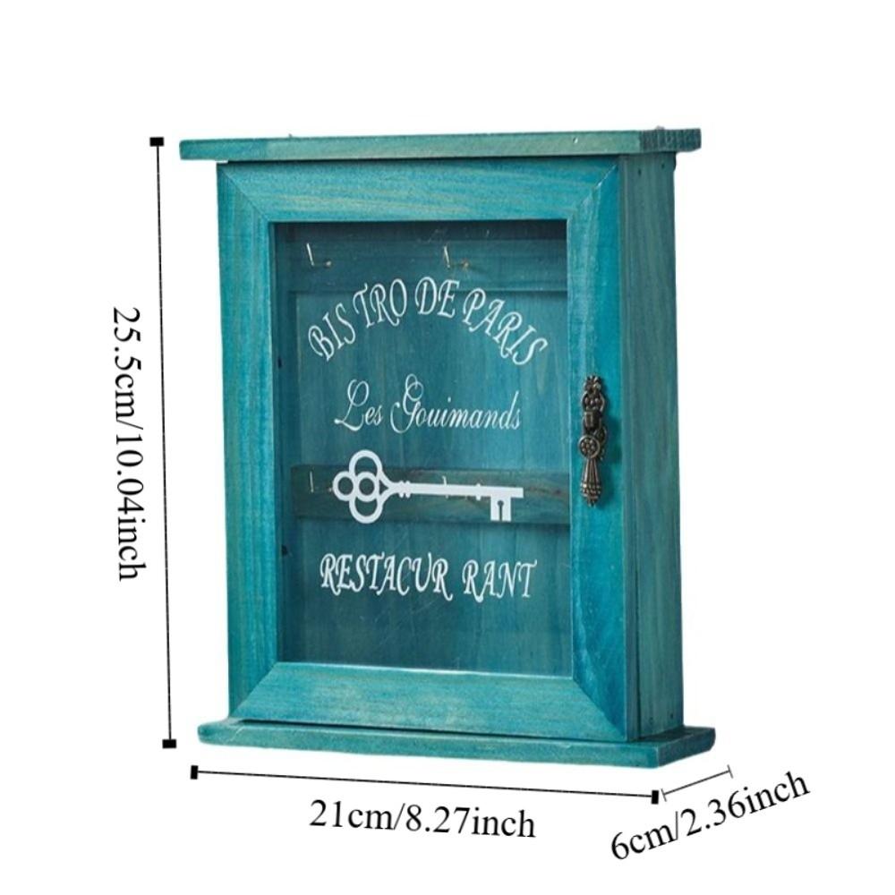 Wooden Wall-Mounted Key Holder Rustic Key Hook Entryway Organizer Cabinet Key Rack Living Room