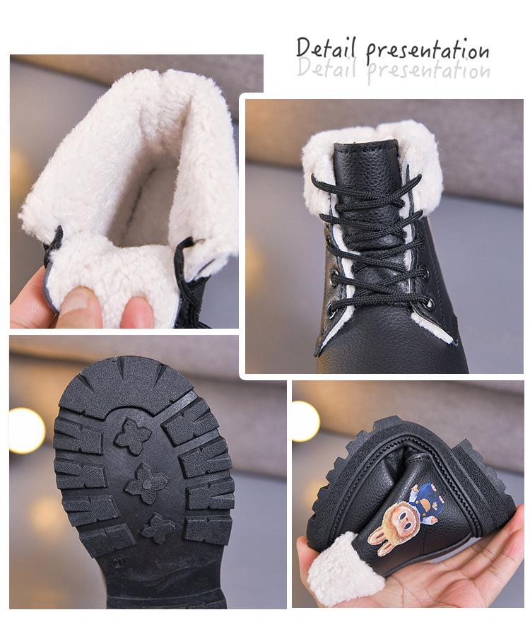Versatile 2025 Autumn/Winter Cartoon Waterproof Leather Martin Boots for Toddlers - Boys & Girls