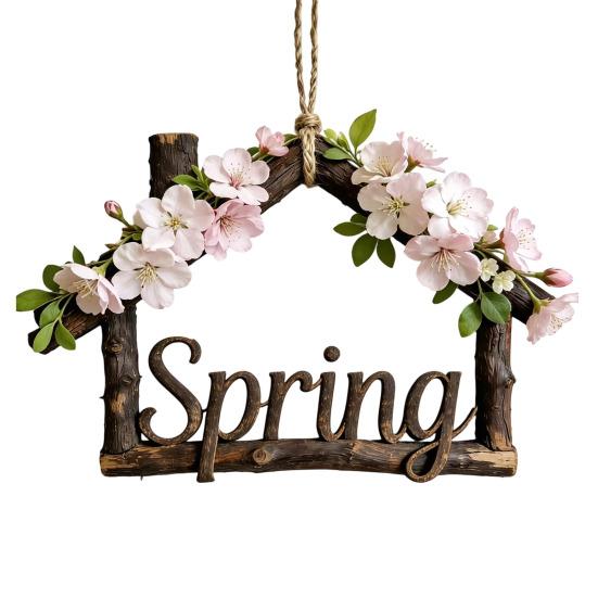 House Plate Handmade Sign with And Hemp Rustic Wall Door Seasonal Flowers Rope A