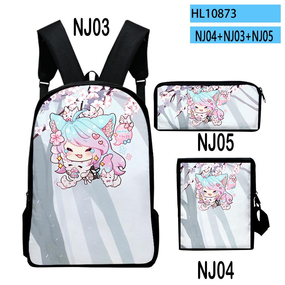Classic VTuber Silvervale Anime 3D Print 3pcs/Set Pupil School Bags Laptop Daypack Backpack Inclined Shoulder Bag Pencil Case
