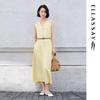 Women's Lyocell V-Neck Pleated Midi Dress
