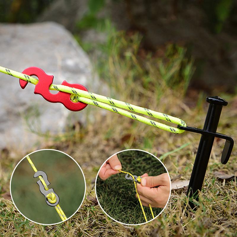 10Pcs Adjustable Camping Tent Cord Rope Buckle S Type Tensioners Fastener Kit