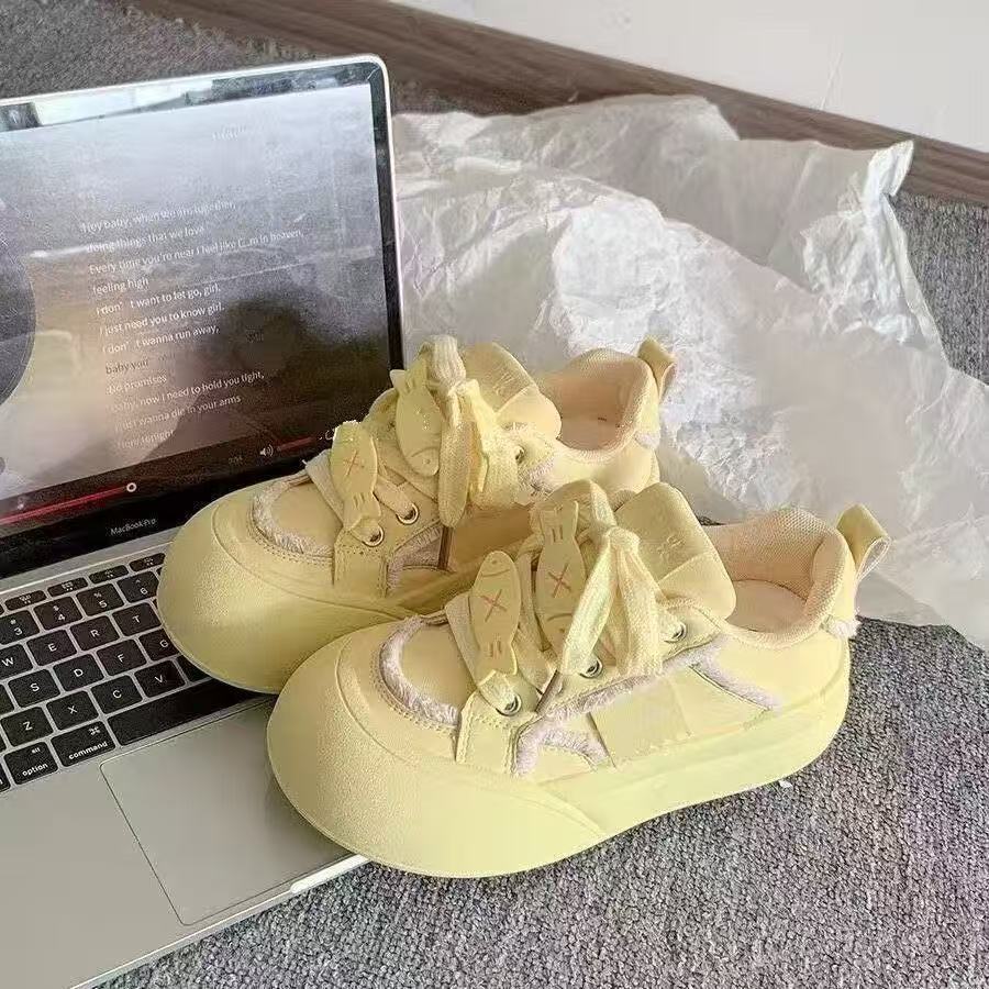 Высококачественные новые кеды Новые весенние и осенние туфли Платформа нишевые  хлебные  туфли 35 [strength factory - undertake export] жёлтый