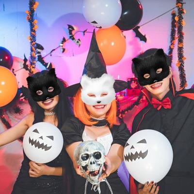 Fox Face Cushion Faux Fox Half Face Cushion with Tail Gloves Masquerade Halloween Cosplay Party Costume Accessory for Girls