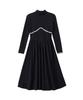 Salon De Yon Line Point High Neck Dress_ Black