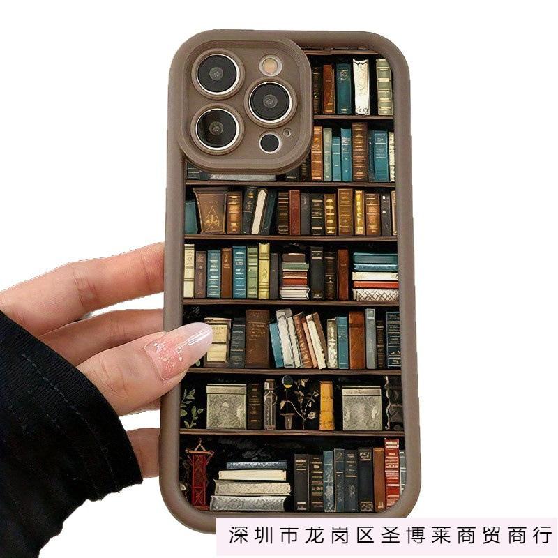 Vintage Book Shelf for iPhone Case Apple 11/12/13 Silicone 15promax Soft 16/15