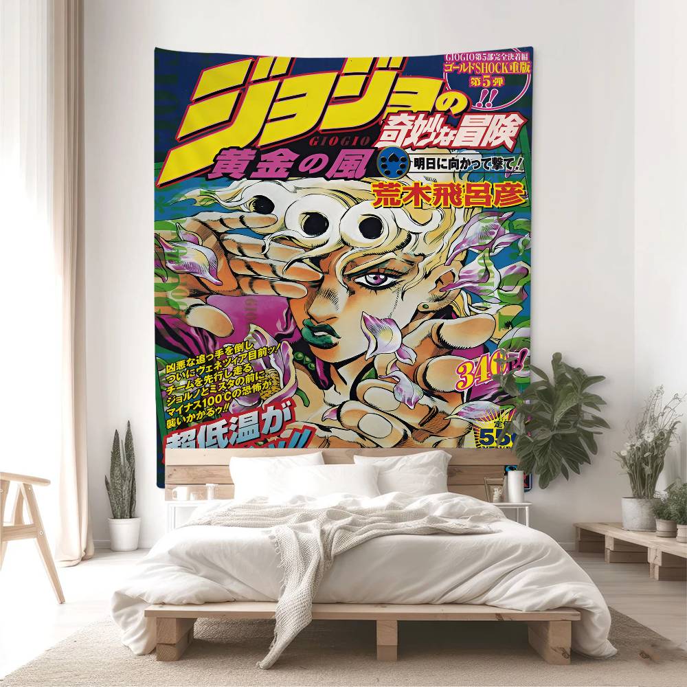 Anime JoJo Bizarre Adventure Retro Tapestry Art Printing Cheap Hippie Wall Hanging Wall Tapestries Mandala Art Home Decor