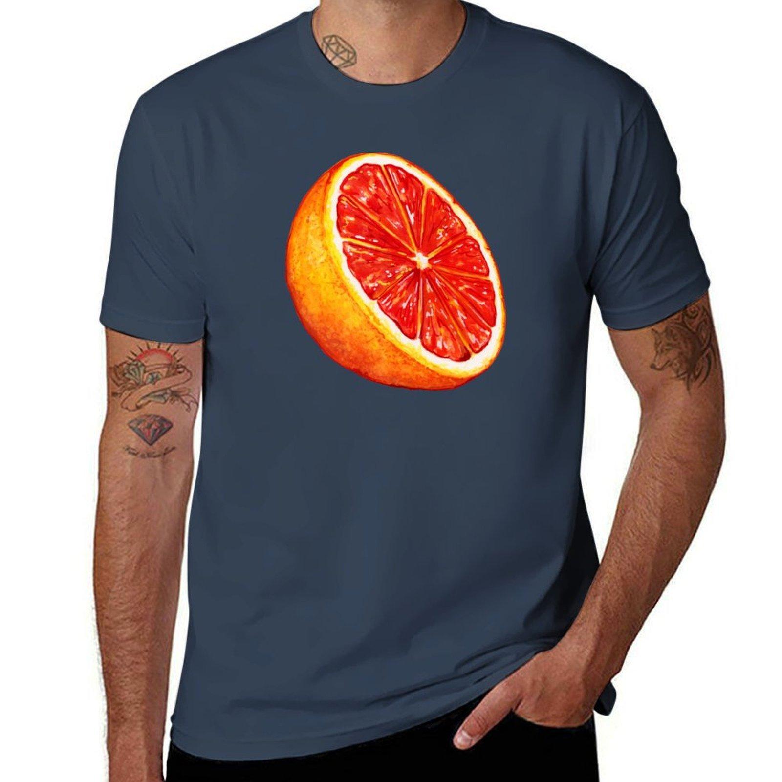 Grapefruit Pattern Blue TShirt Long Lasting Casual TShirt S