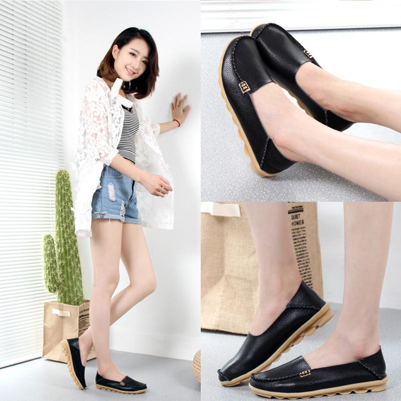 Модная женская обувь Большие размеры Плоские туфли Женские лоферы из натуральной кожи — фото 9