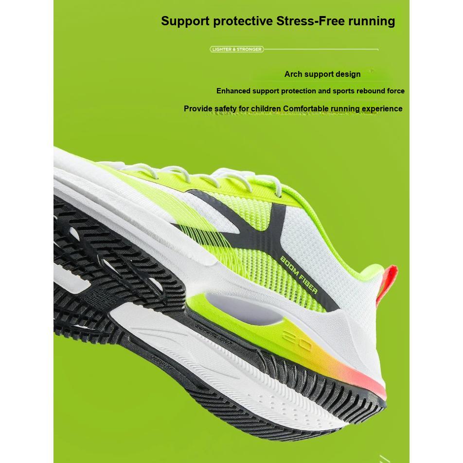 Li Ning Young Lightweight Sports Practice Non-Slip Wear-Resistant Low-Top Running Shoes Kids sneakers White Green YKFT030-51