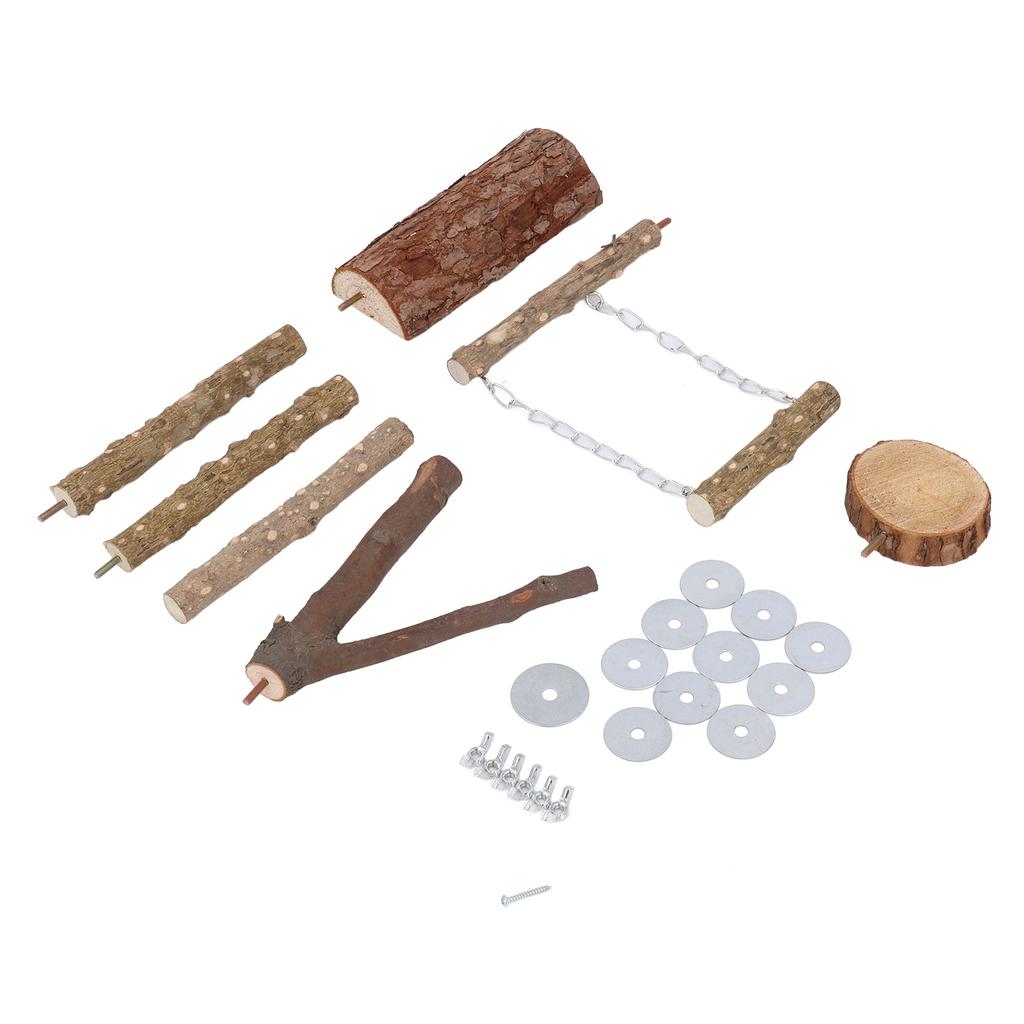 6pcs Wooden Bird Perch Multifunction Parrot Stand Branches Paw Grinding Stick Set Cage Accessories